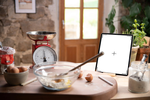 iPad in kitchen - MOCKUP