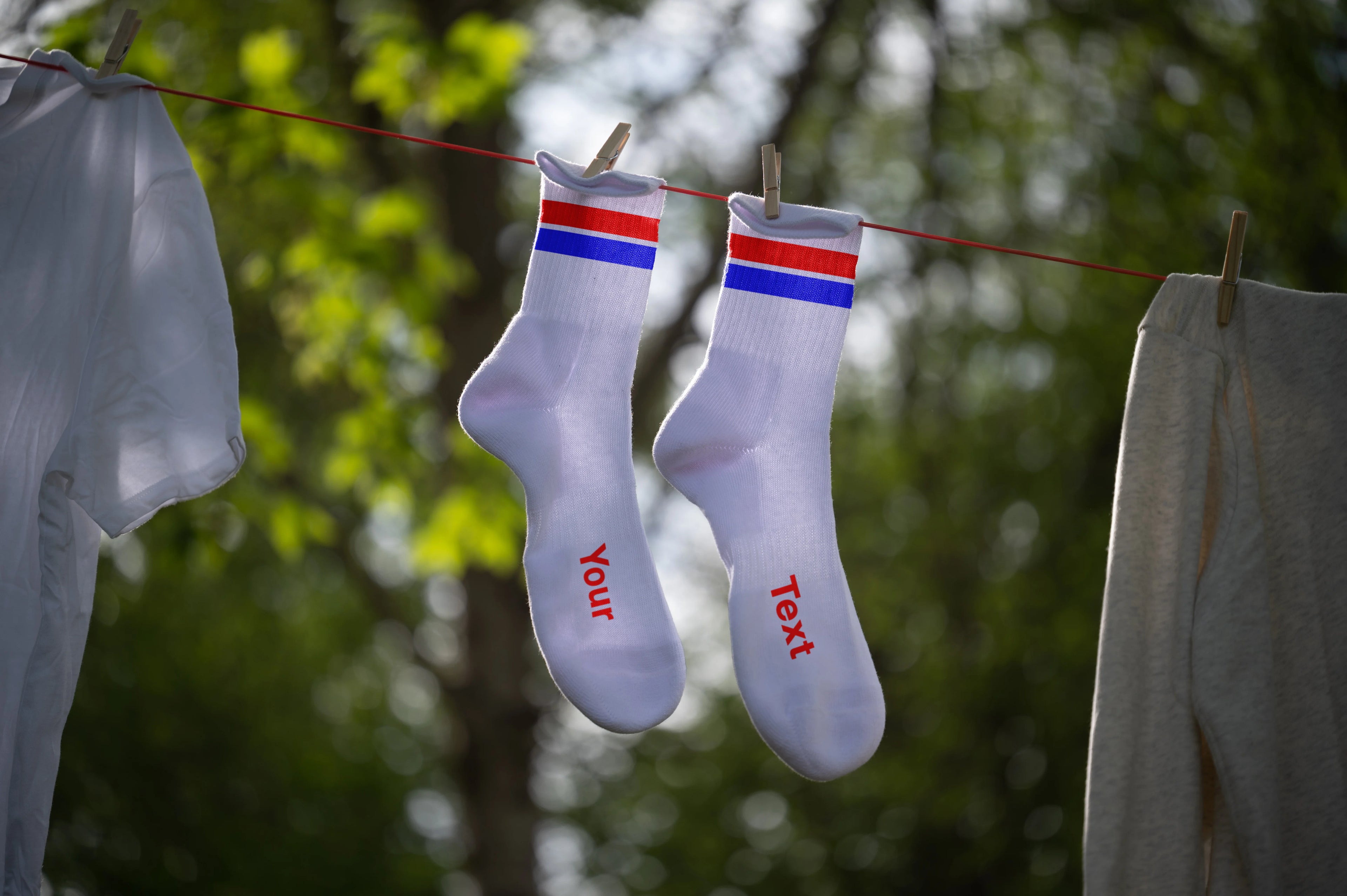 Sock on washing line - MOCKUP