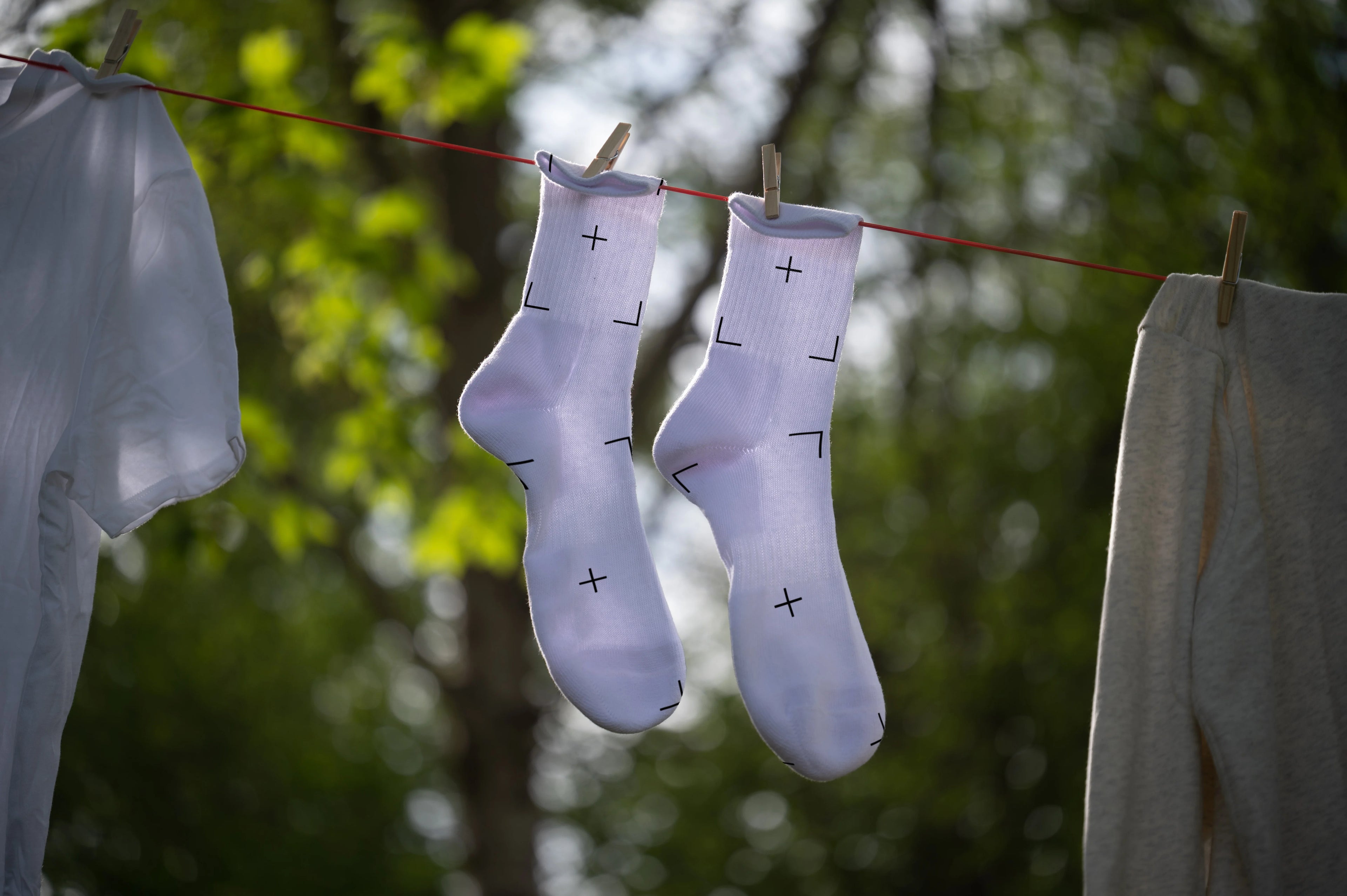 Sock on washing line - MOCKUP